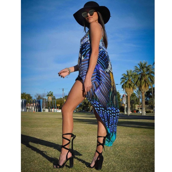 Shahida Parides ❤︎ Hi Low Silk Cami Dress ❤︎ Aqua Python Print ❤︎ Trendy Chic ❤︎ - Picture 14 of 15